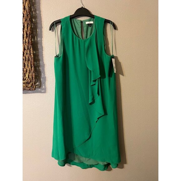 Halston Dress Viridian Green 12 Flowy Midi NWT - Picture 8 of 8